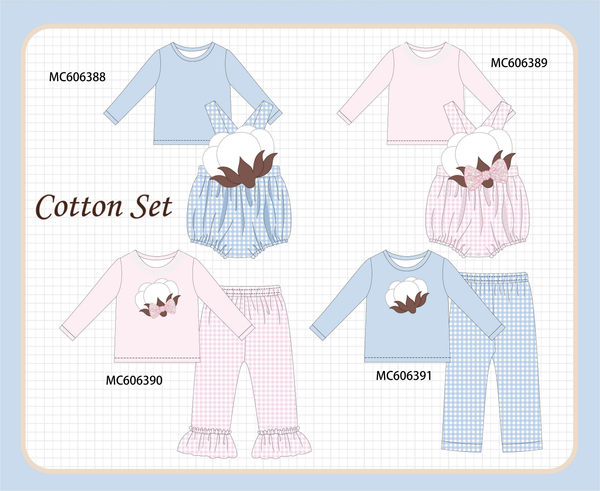 PO95 Blue&pink cotton applique gingham collection