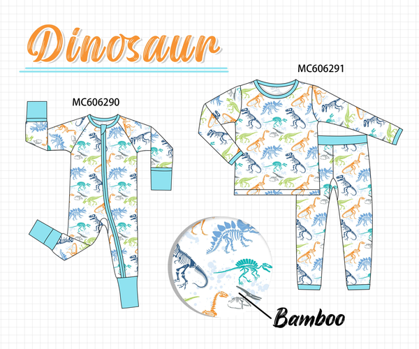 PO95 Blue dinosaur print bamboo collection