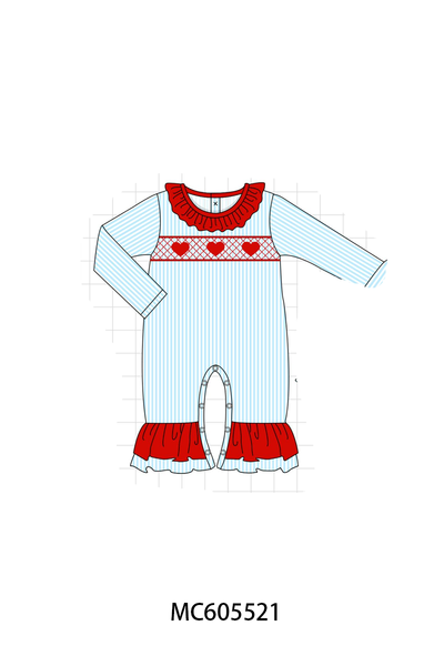 PO95 Blue valentine's day heart smocked collection
