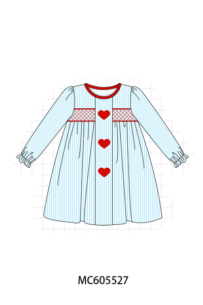 PO95 Blue valentine's day heart smocked collection