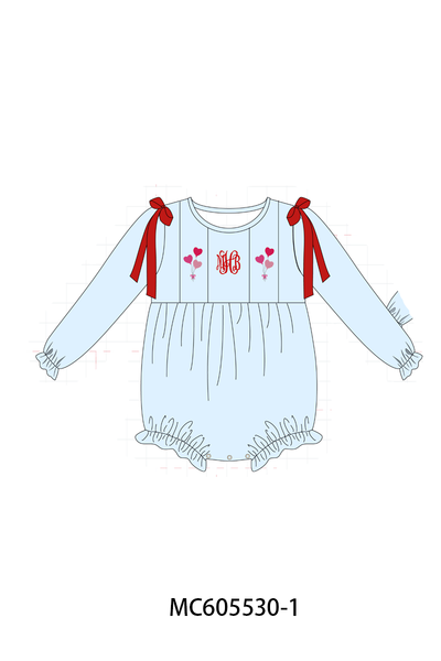 PO95 Blue valentine's day heart monogram embroidery collection