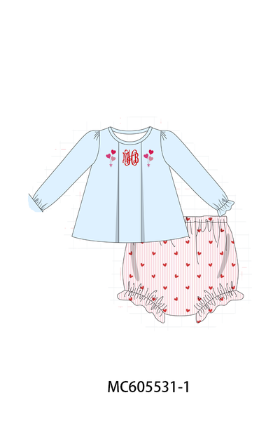 PO95 Blue valentine's day heart monogram embroidery collection