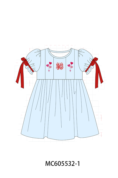 PO95 Blue valentine's day heart monogram embroidery collection