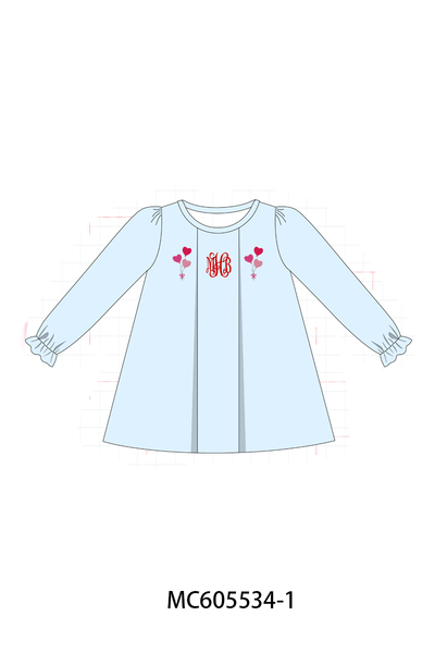 PO95 Blue valentine's day heart monogram embroidery collection