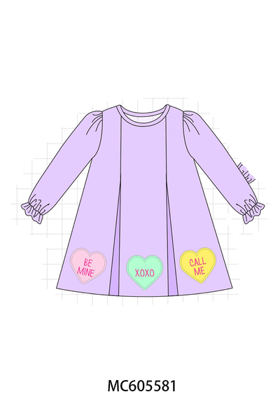 PO95 Purple valentine's day heart applique stripe collection