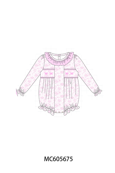 PO95 Pink bow smocked ruffle collection