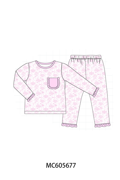 PO95 Pink bow smocked ruffle collection