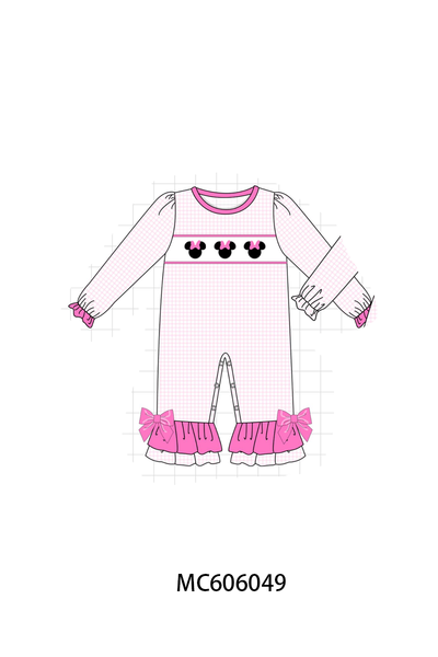 PO95 Pink&blue character embroidery gingham collection