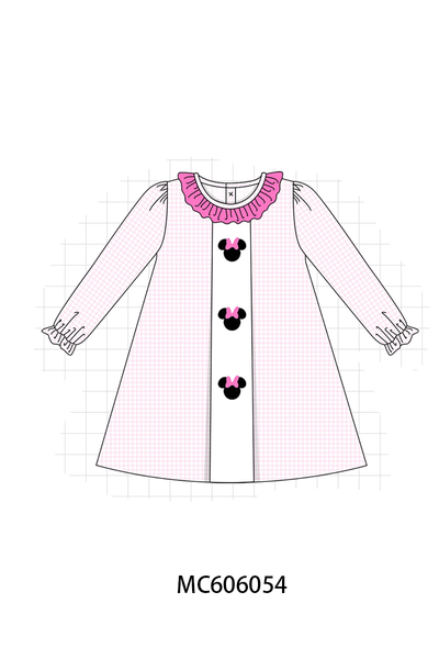 PO95 Pink&blue character embroidery gingham collection