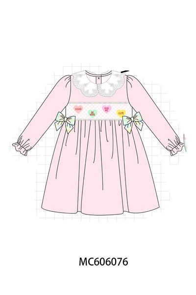 PO95 Pink heart smocked plaid collection