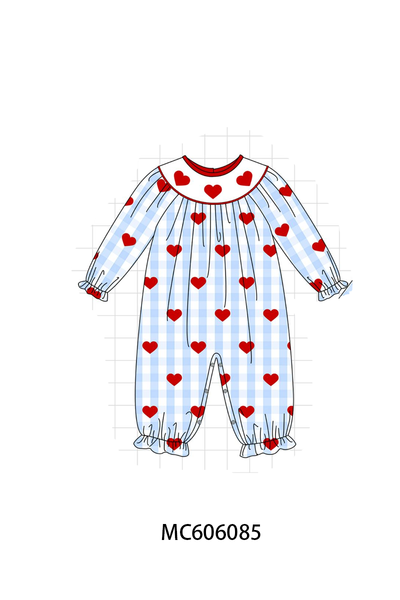 PO95 Blue heart embroidery gingham collection