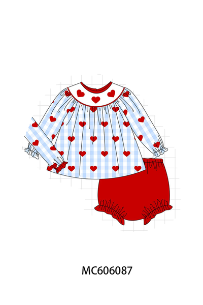 PO95 Blue heart embroidery gingham collection