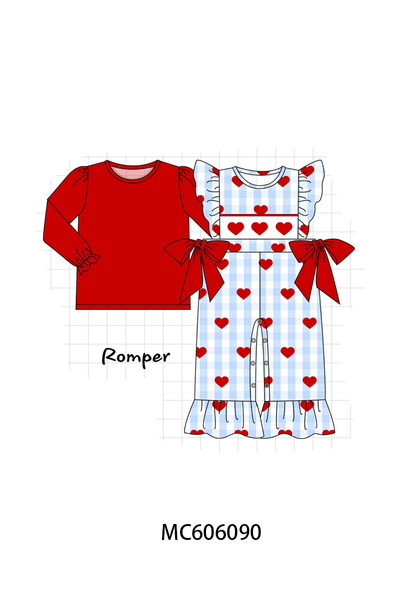 PO95 Blue heart embroidery gingham collection