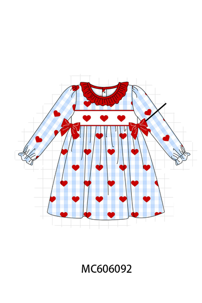 PO95 Blue heart embroidery gingham collection