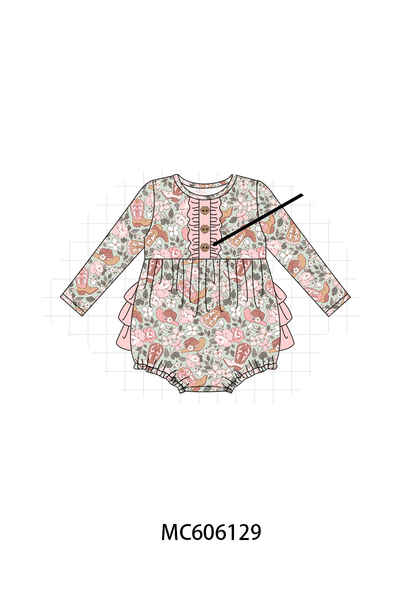 PO95 Pink western boots floral collection