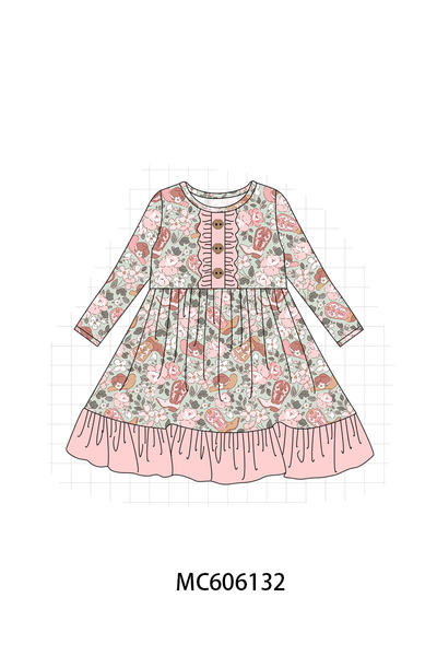 PO95 Pink western boots floral collection