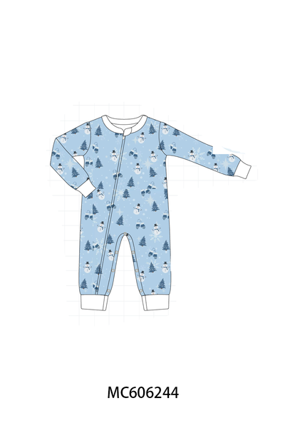 PO95 Blue snowman print pajama collection
