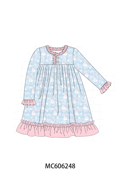 PO95 Blue snowman print pajama collection