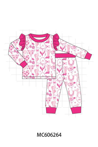 PO95 Pink western heart bow bamboo collection