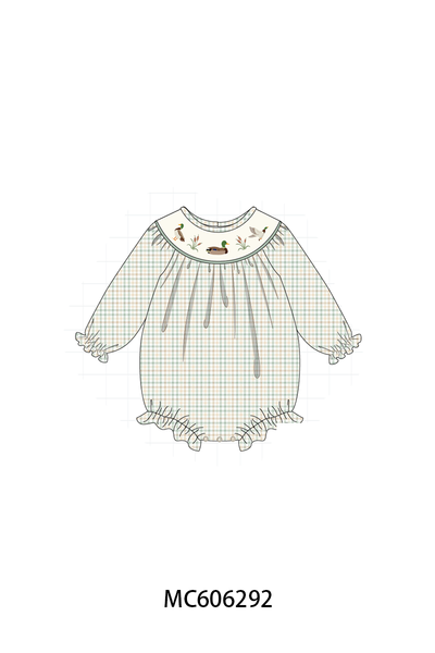 PO95 Sage duck embroidery plaid collection 1
