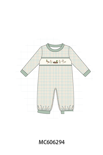 PO95 Sage duck embroidery plaid collection 1