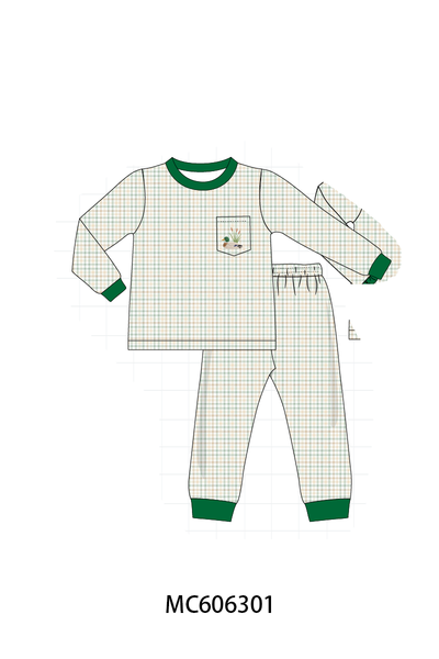 PO95 Sage duck embroidery plaid collection 2