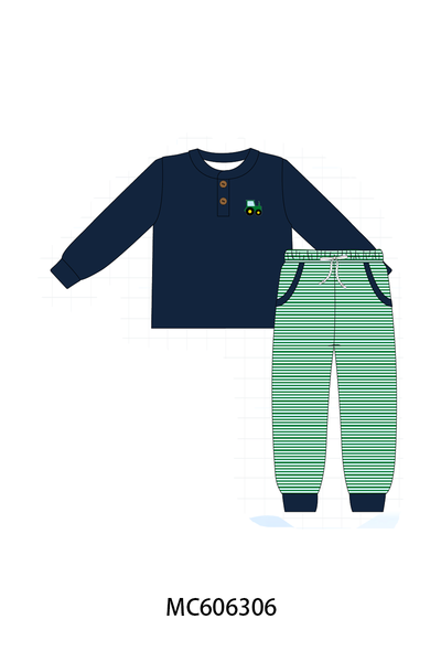 PO95 Navy tractor embroidery stripe collection