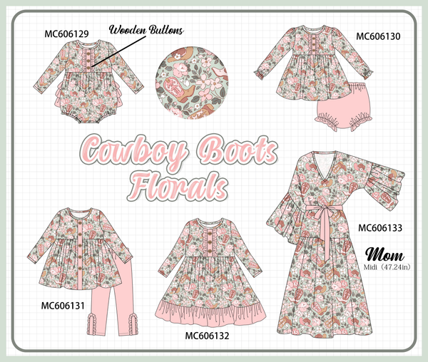 PO95 Pink western boots floral collection