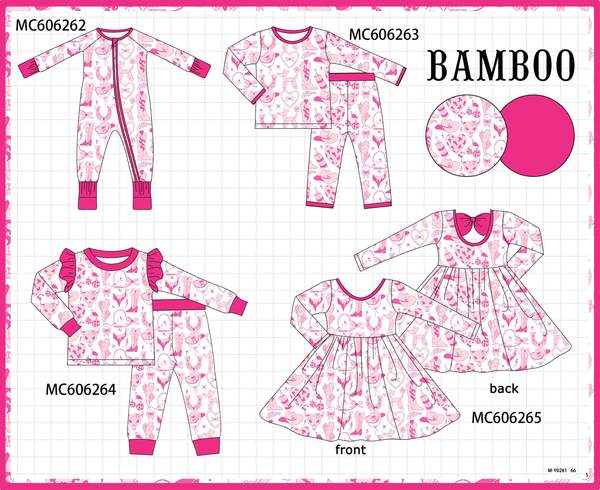 PO95 Pink western heart bow bamboo collection