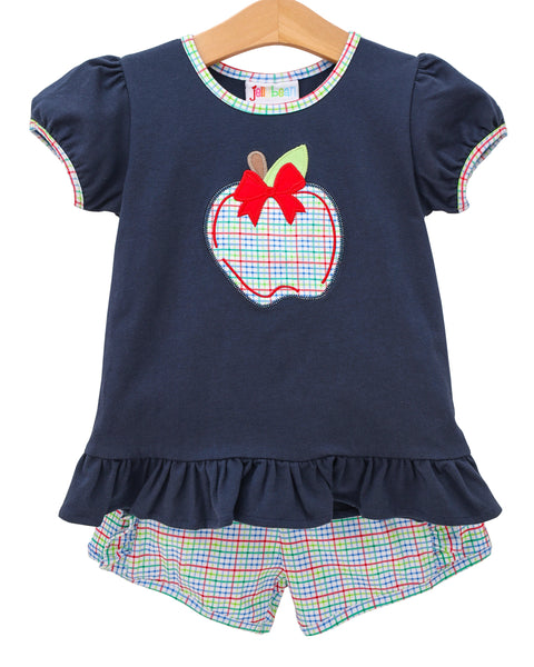 Jellybean BTS - Primary Plaid Apple Ruffle Short Set