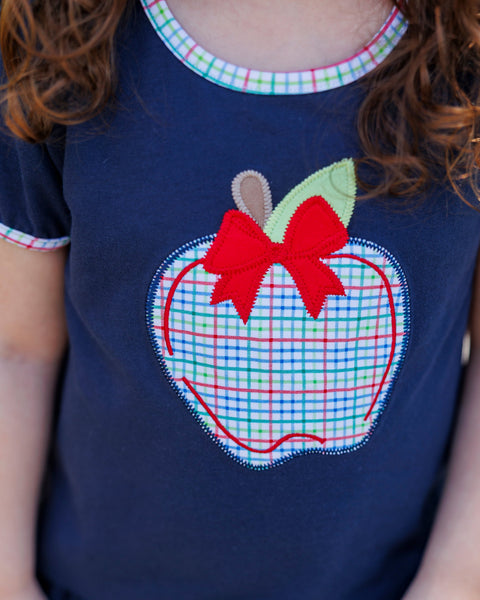 Jellybean BTS - Primary Plaid Apple Ruffle Short Set