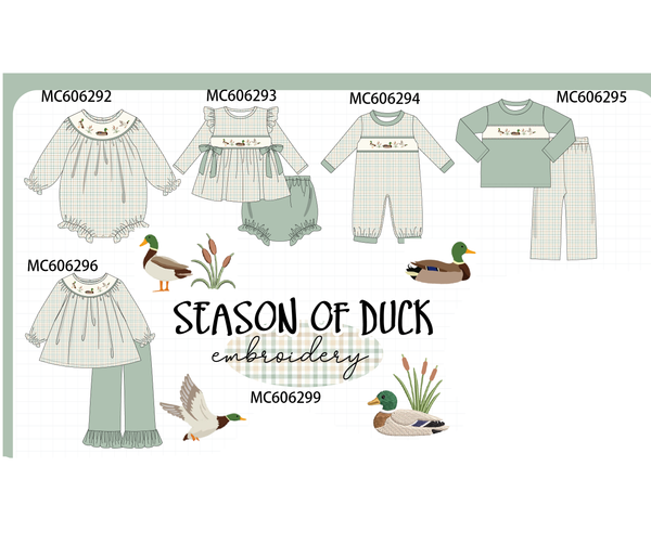 PO95 Sage duck embroidery plaid collection 1
