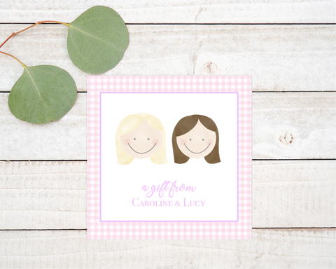 Sibling Gift Enclosure Tag in Pink